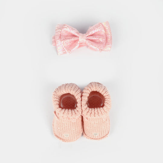 Baby Socks Booties with Headband | 3-12M