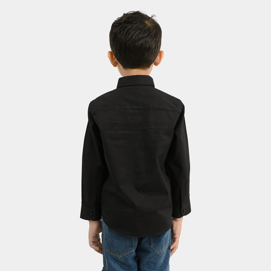 Boys Cotton Poplin Formal Shirt - Black
