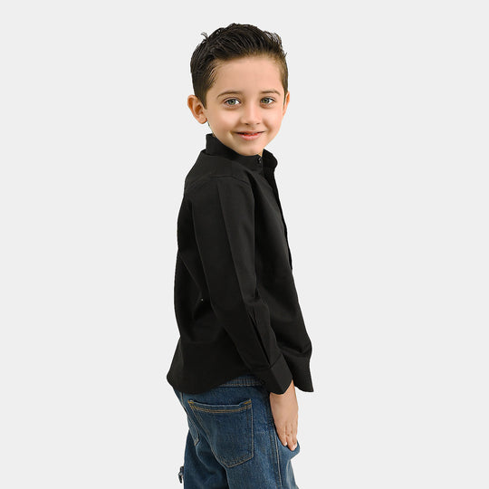 Boys Cotton Poplin Formal Shirt - Black