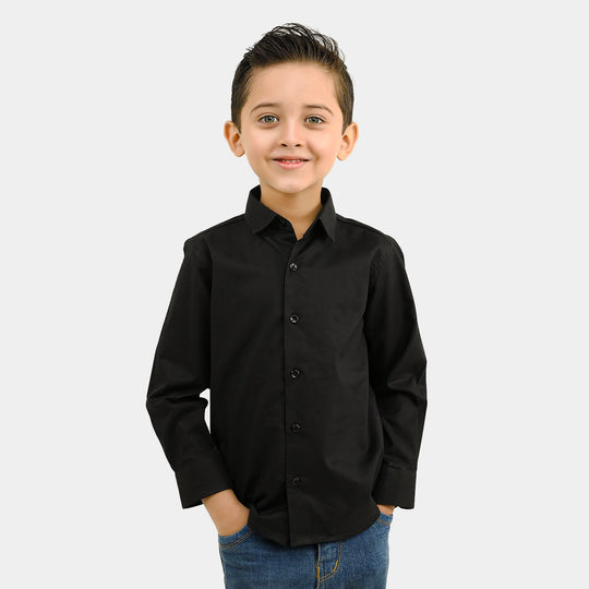 Boys Cotton Poplin Formal Shirt - Black
