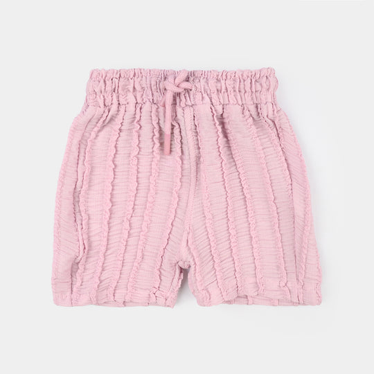 Infant Girls Jacquard Jersey Knitted Shorts - Purple