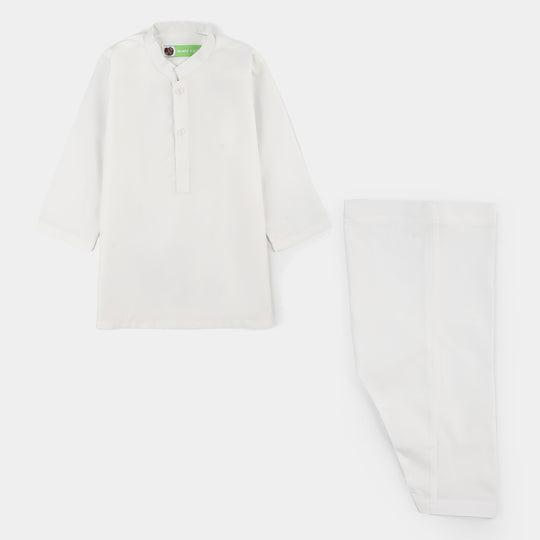 Infant Boys Poly Viscos Kameez Shalwar (Blended) - White