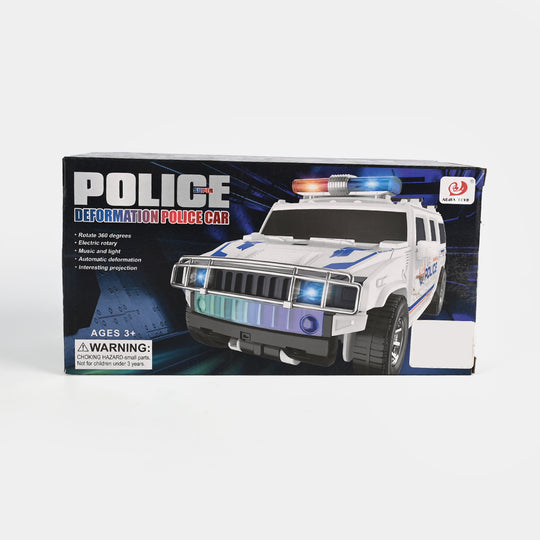 Electric Deformation Police Car Toy with Light & Music