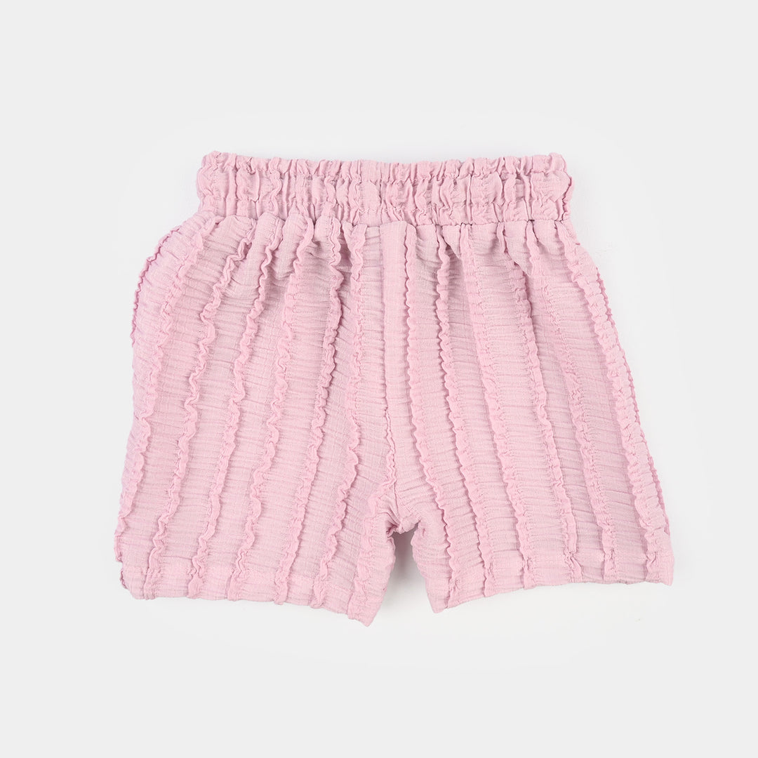 Infant Girls Jacquard Jersey Knitted Shorts - Purple