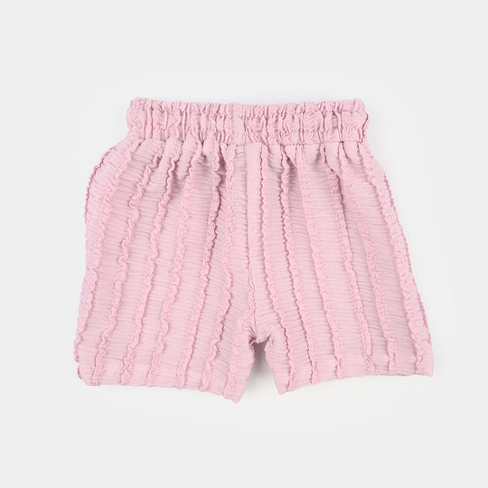 Infant Girls Jacquard Jersey Knitted Shorts - Purple