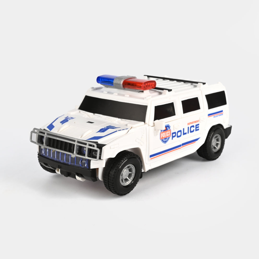 Electric Deformation Police Car Toy with Light & Music
