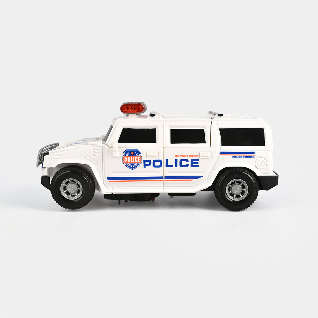 Electric Deformation Police Car Toy with Light & Music