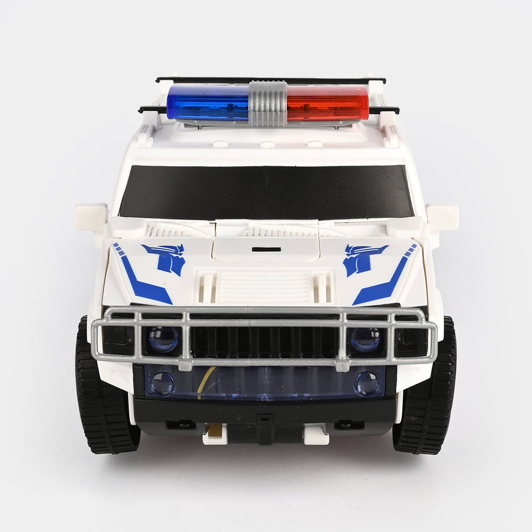 Electric Deformation Police Car Toy with Light & Music