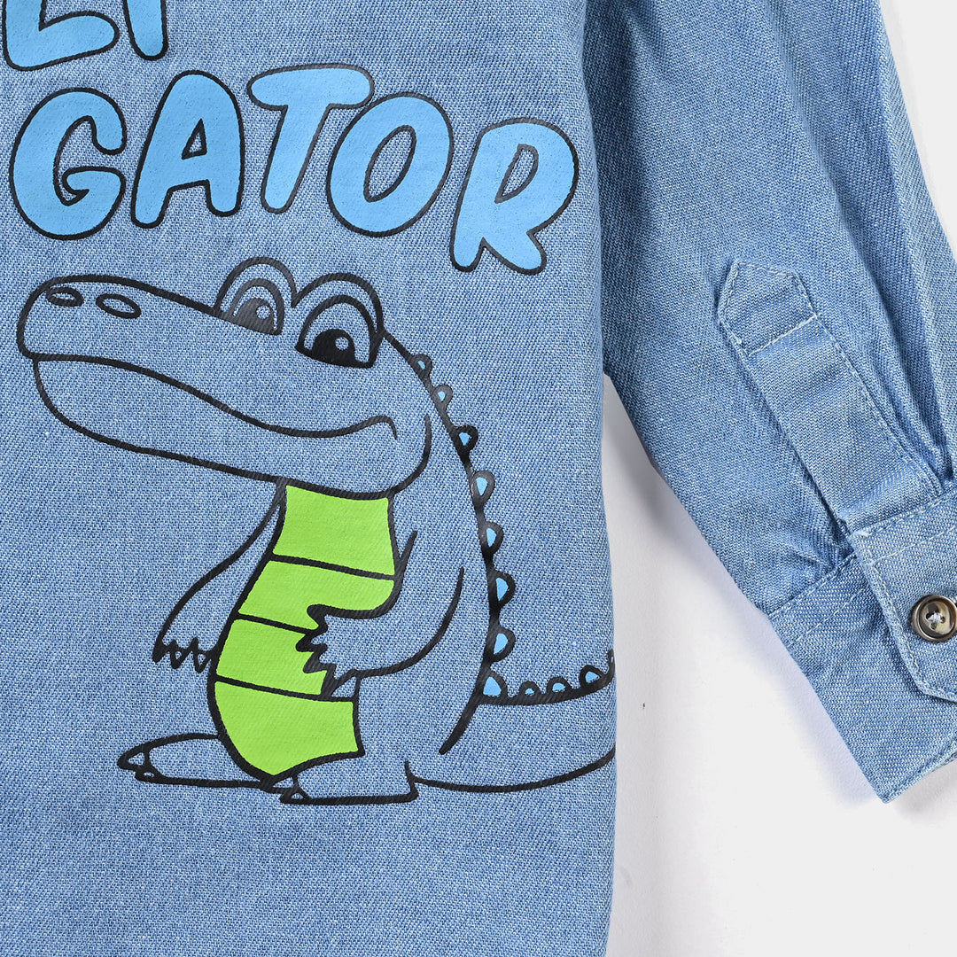 Infant Boys Denim rigid Denim Shirt Alligator-LT.Blue