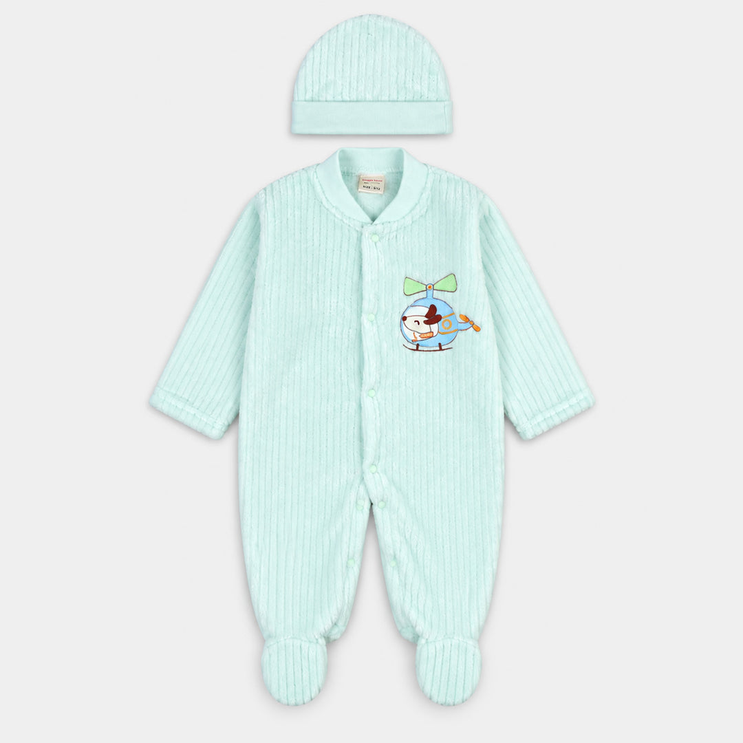Infant Unisex Sherpa Romper FL200-2P -C.Green
