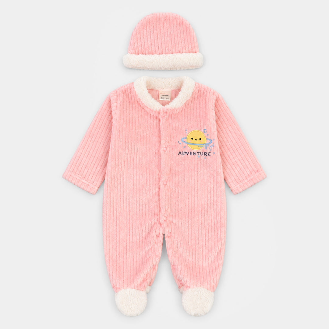 Infant Unisex Sherpa Romper FL199-2P - Peach