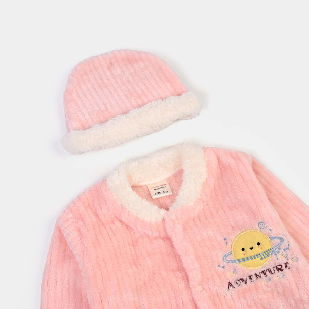 Infant Unisex Sherpa Romper FL199-2P - Peach