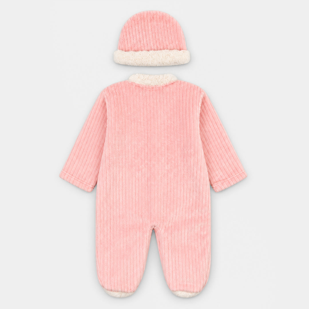 Infant Unisex Sherpa Romper FL199-2P - Peach