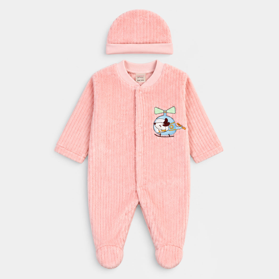 Infant Unisex Sherpa Romper FL200-2P - Peach
