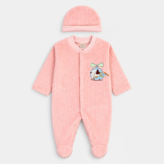 Infant Unisex Sherpa Romper FL200-2P - Peach