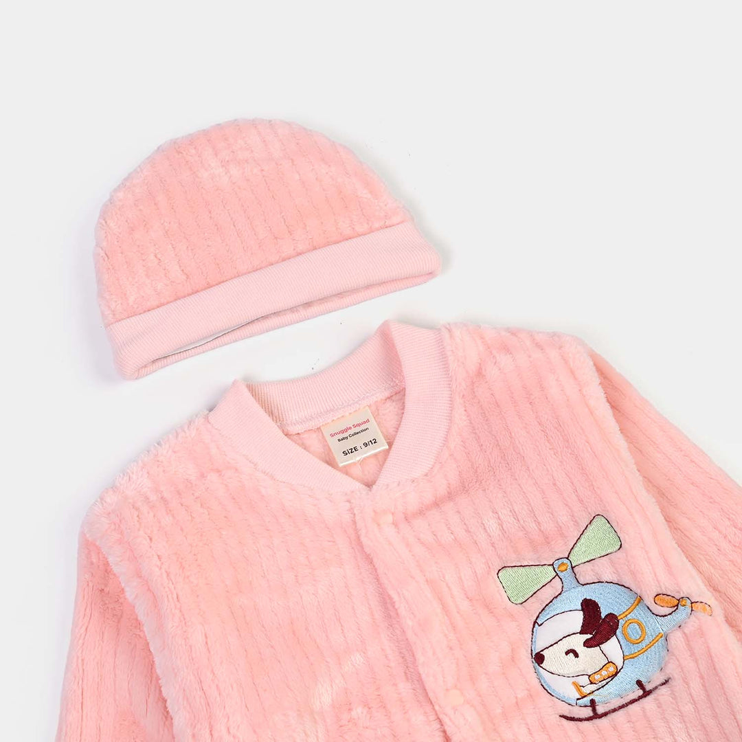 Infant Unisex Sherpa Romper FL200-2P - Peach