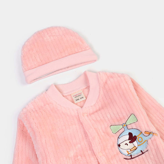 Infant Unisex Sherpa Romper FL200-2P - Peach