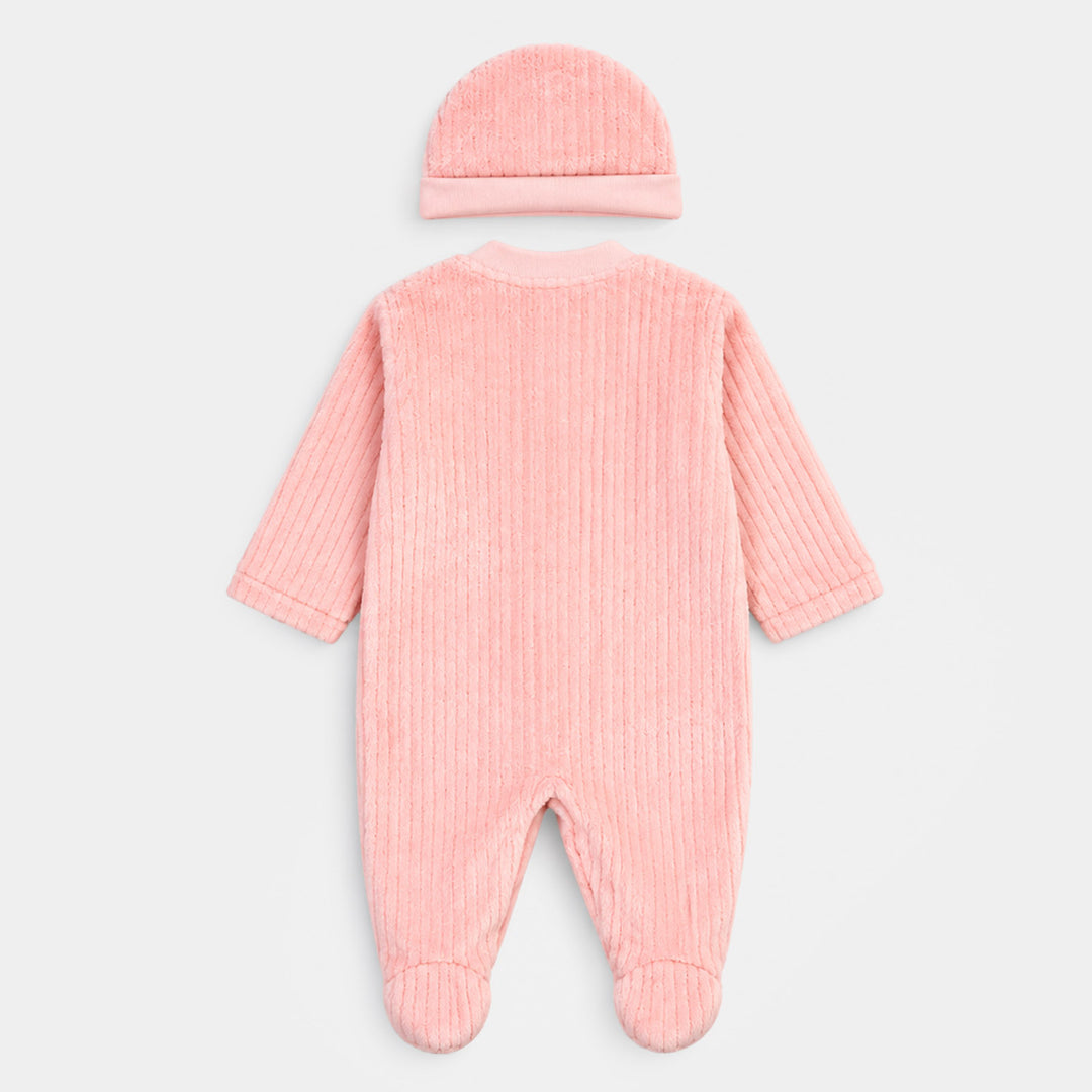 Infant Unisex Sherpa Romper FL200-2P - Peach
