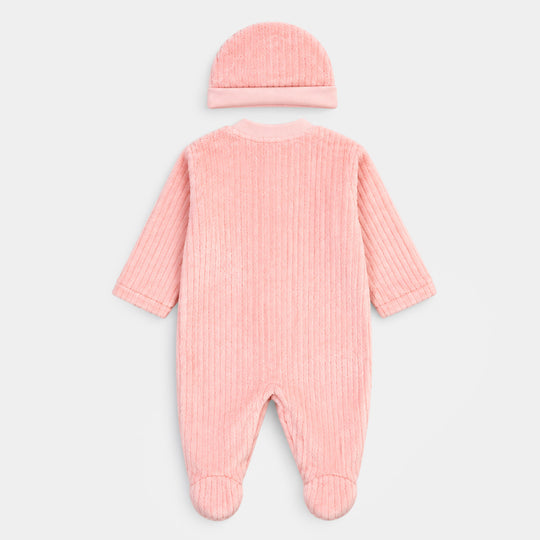 Infant Unisex Sherpa Romper FL200-2P - Peach