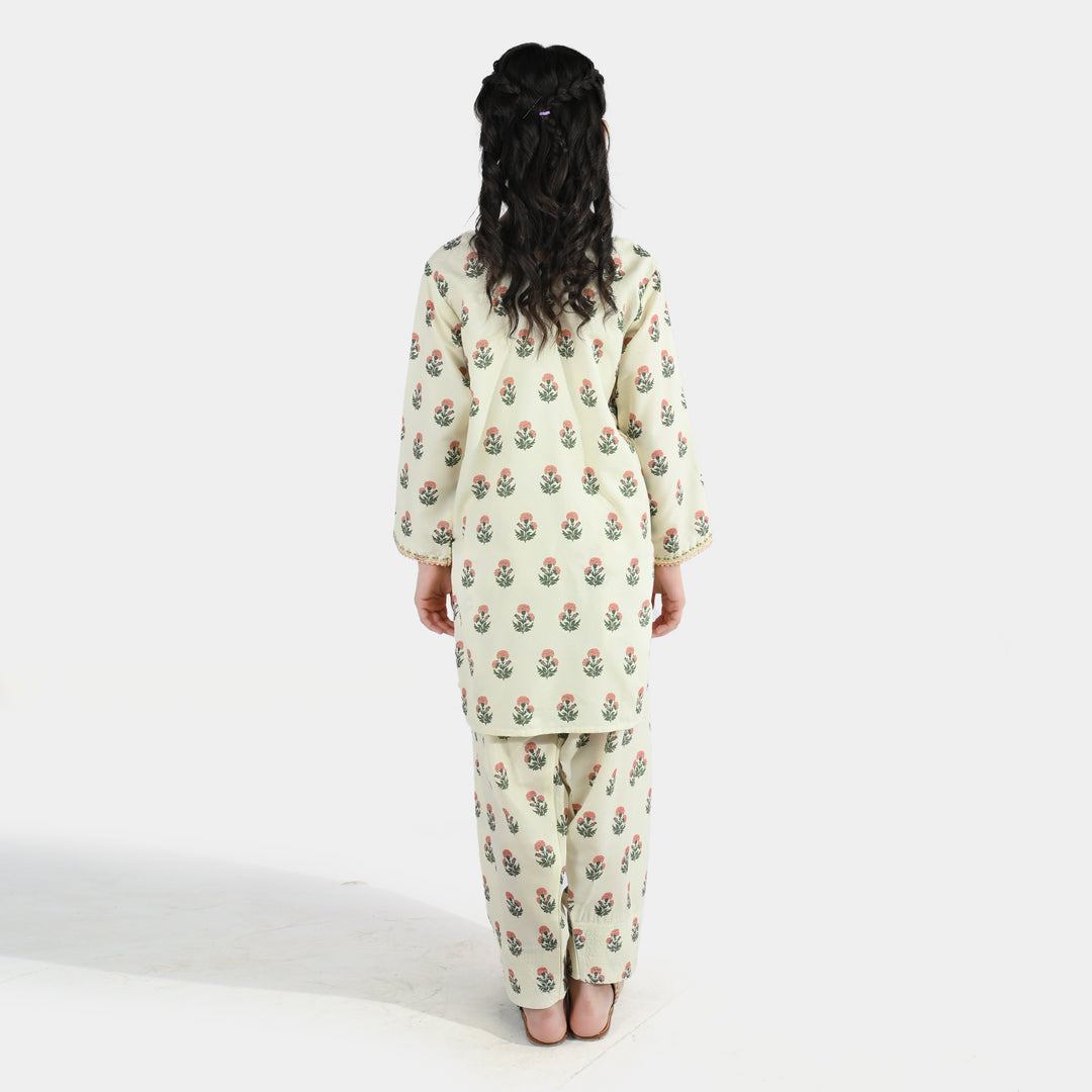 Girls Poly Lawn 2Pcs Suit Bird