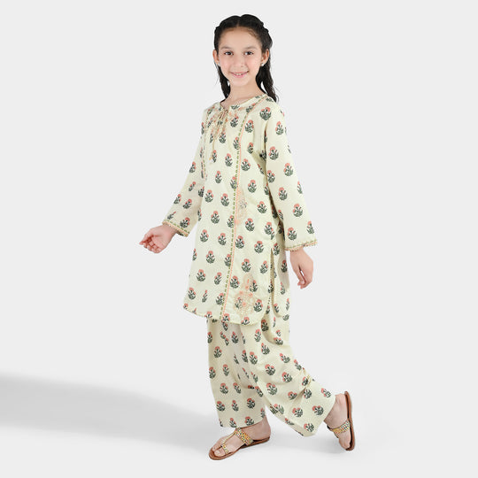 Girls Poly Lawn 2Pcs Suit Bird