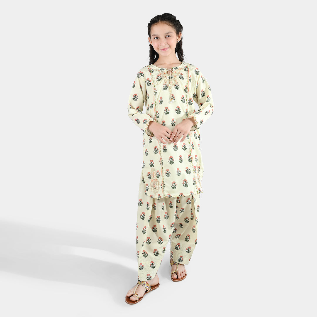 Girls Poly Lawn 2Pcs Suit Bird