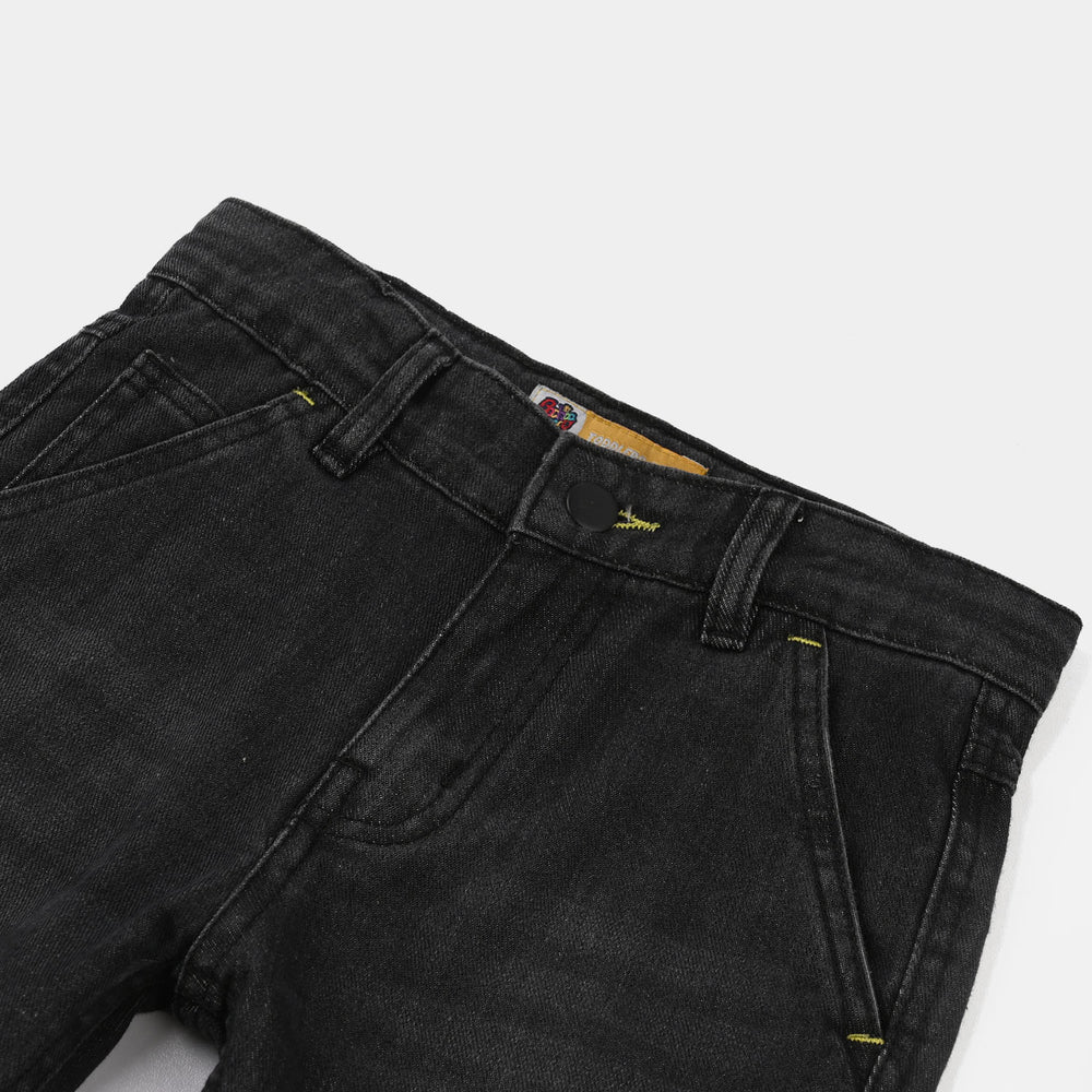 Boys Denim Rigid Shorts (The Bat Character) - Black