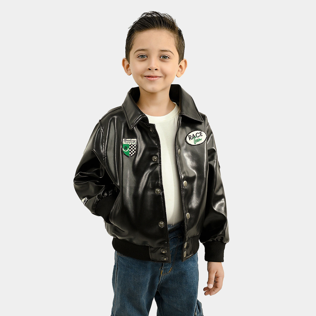 Boys PU Jacket Race Team-BLACK