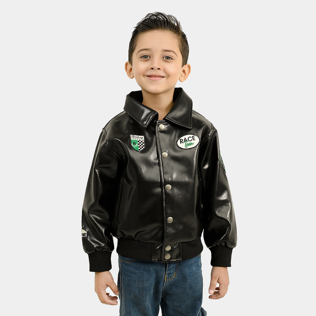 Boys PU Jacket Race Team-BLACK
