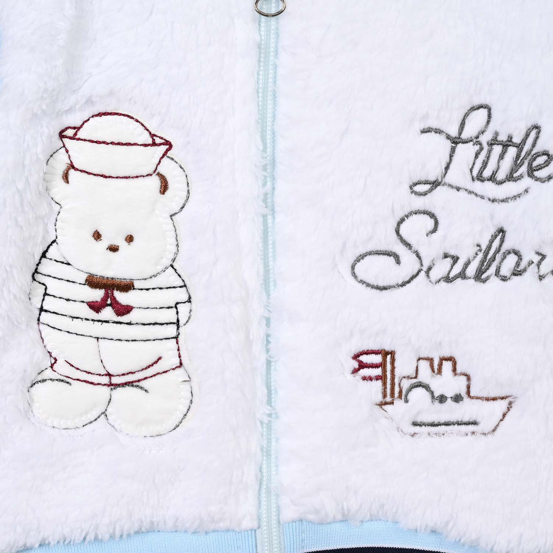 Infant Boys Sherpa Knitted Suit BJ043-3P - White/Blue