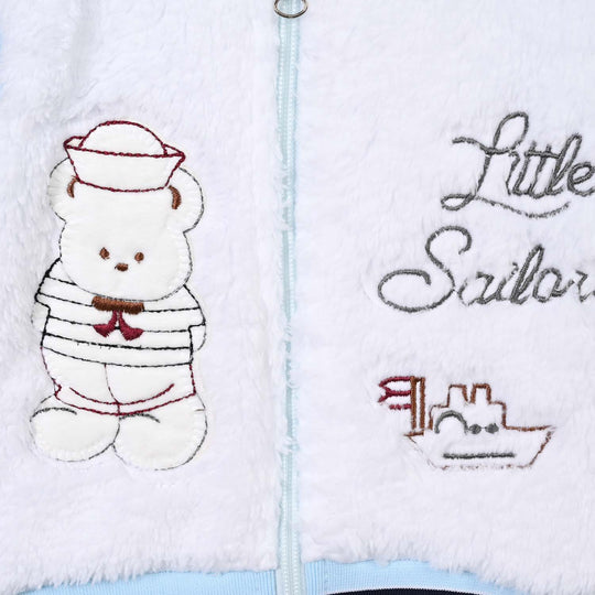 Infant Boys Sherpa Knitted Suit BJ043-3P - White/Blue