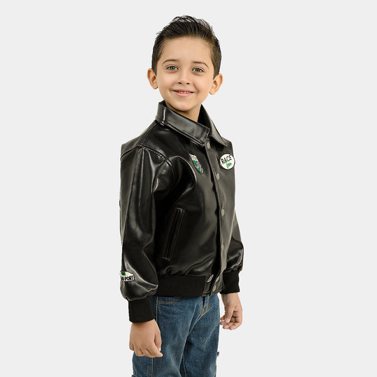 Boys PU Jacket Race Team-BLACK