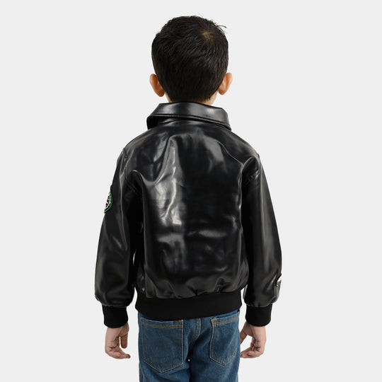 Boys PU Jacket Race Team-BLACK