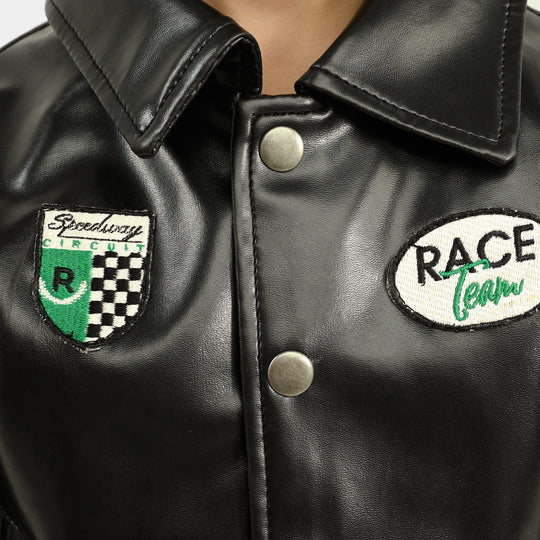 Boys PU Jacket Race Team-BLACK