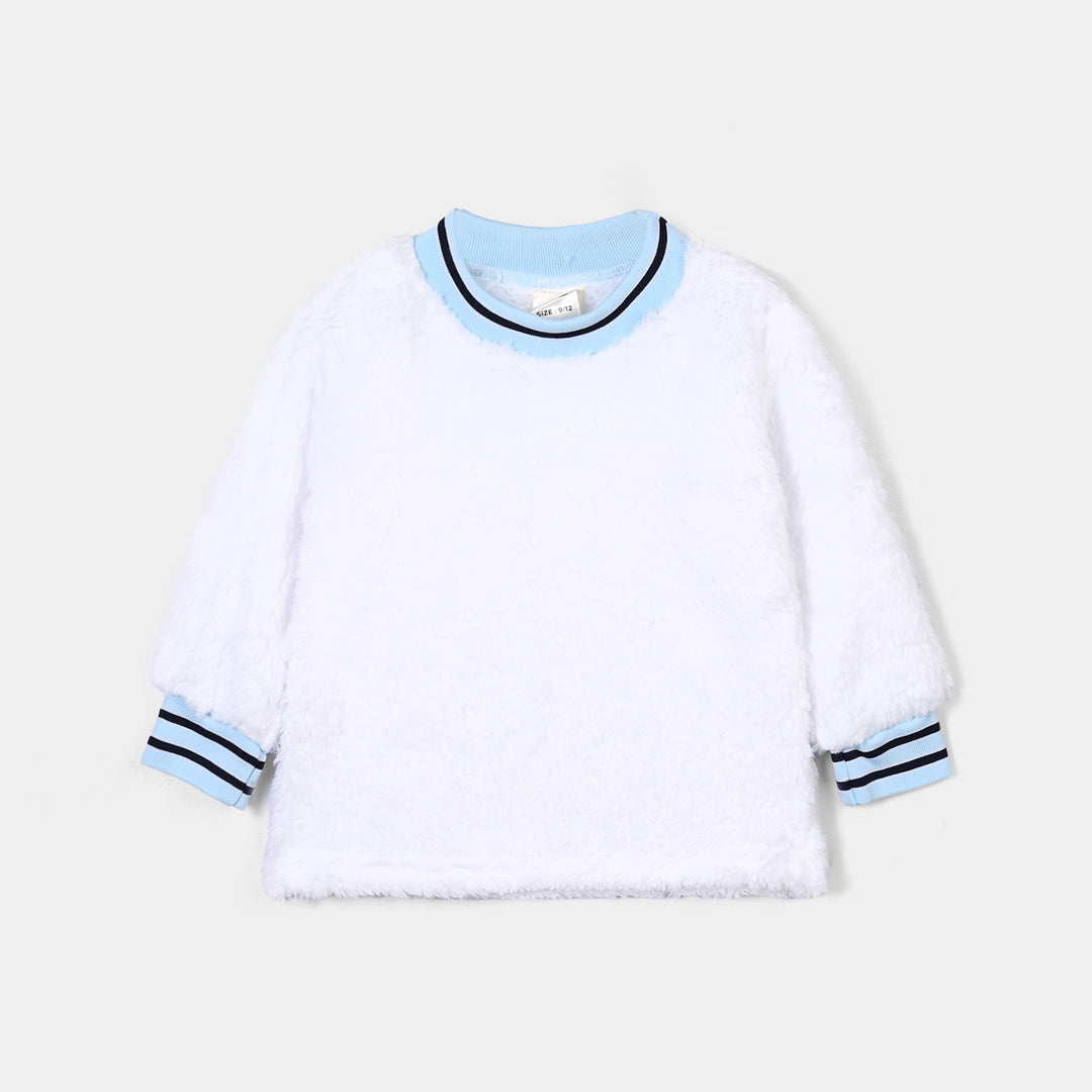 Infant Boys Sherpa Knitted Suit BJ043-3P - White/Blue