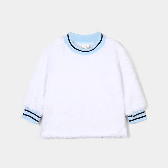 Infant Boys Sherpa Knitted Suit BJ043-3P - White/Blue