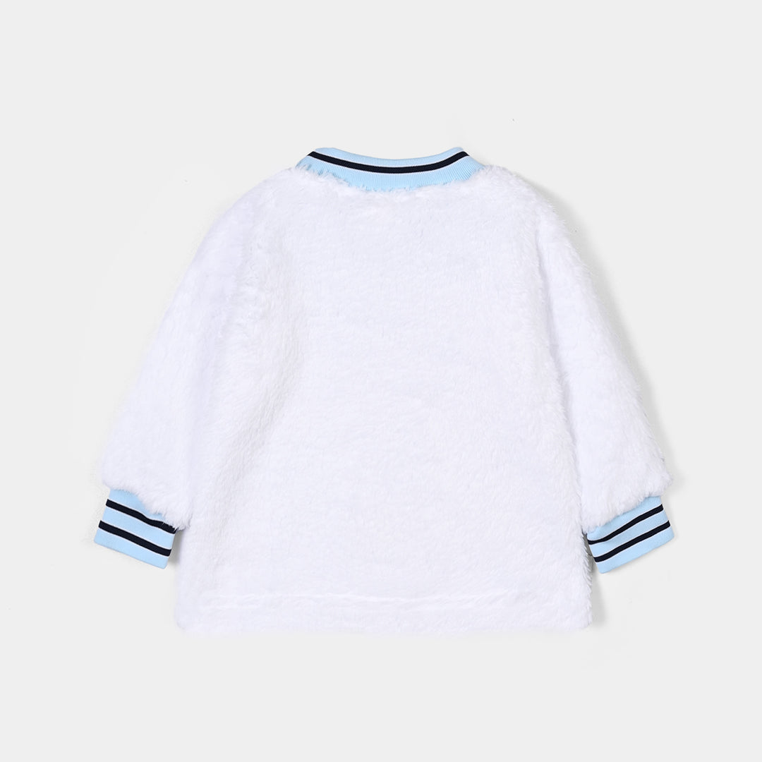 Infant Boys Sherpa Knitted Suit BJ043-3P - White/Blue