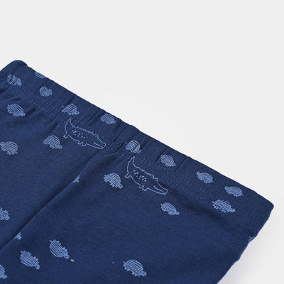 Infant Unisex Feet Covered Cotton Trouser - Navy