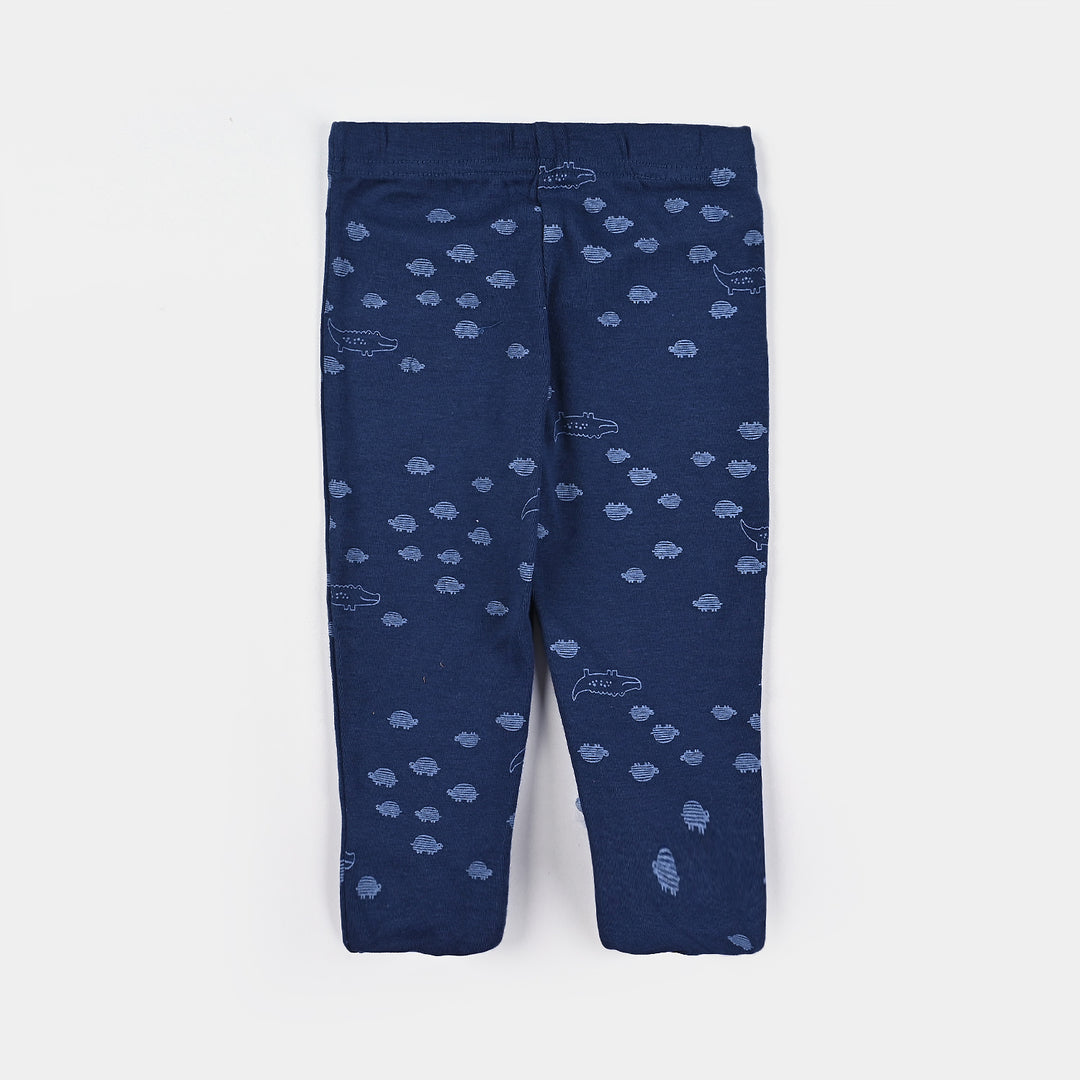 Infant Unisex Feet Covered Cotton Trouser - Navy