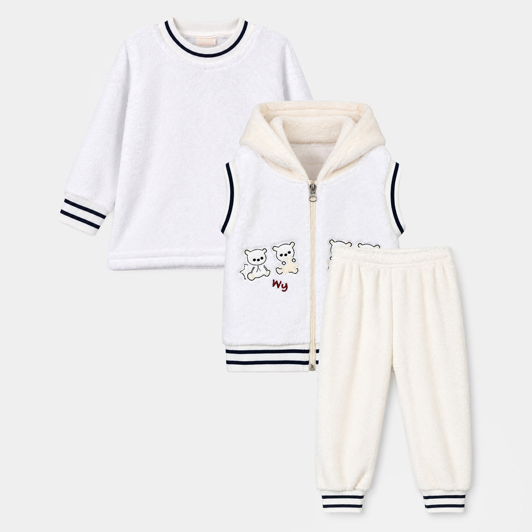 Infant Boys Sherpa Knitted Suit Sh139-3P - White