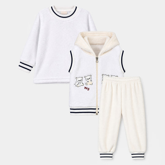 Infant Boys Sherpa Knitted Suit Sh139-3P - White
