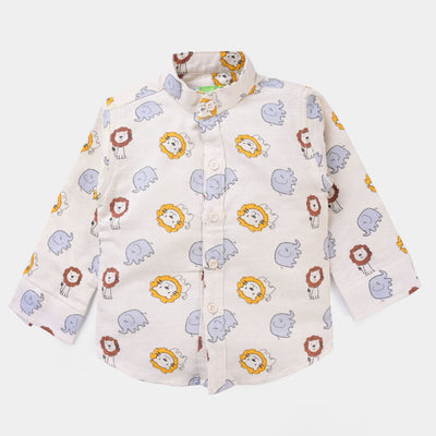 infant Boys Flannel Woven Suit Animals-Off White