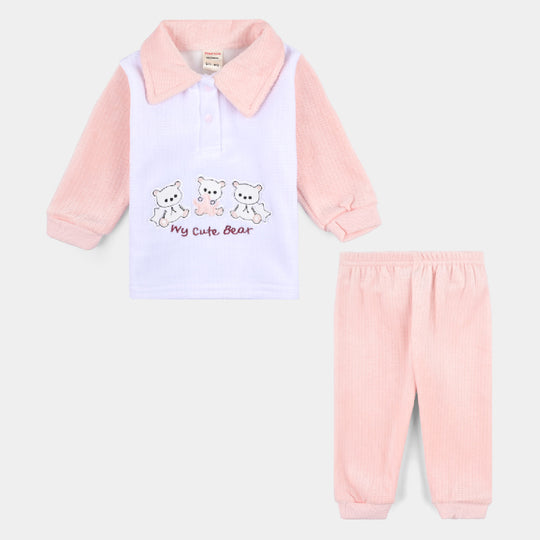 Infant Unisex Suit -Peach/White