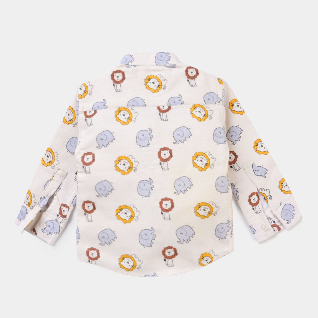 infant Boys Flannel Woven Suit Animals-Off White