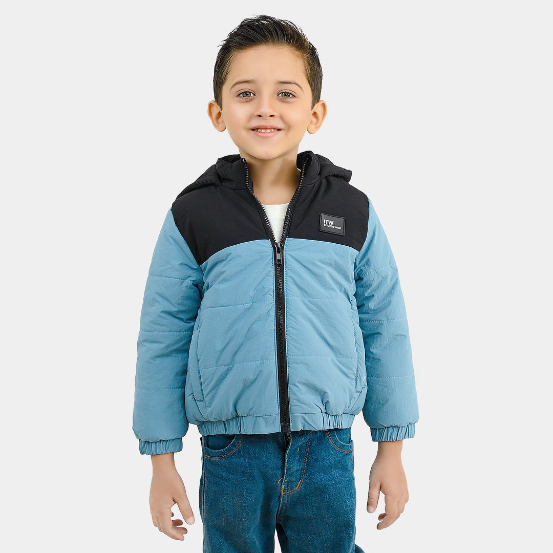 Boys Polyester Quilted Jacket into The Wild-Blue.Black