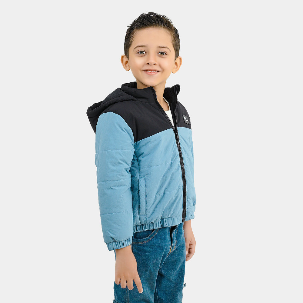Boys Polyester Quilted Jacket into The Wild-Blue.Black