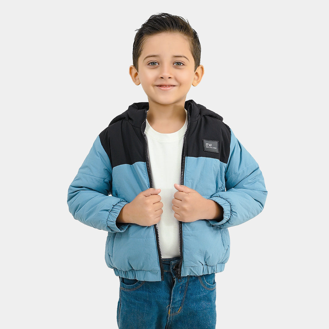 Boys Polyester Quilted Jacket into The Wild-Blue.Black
