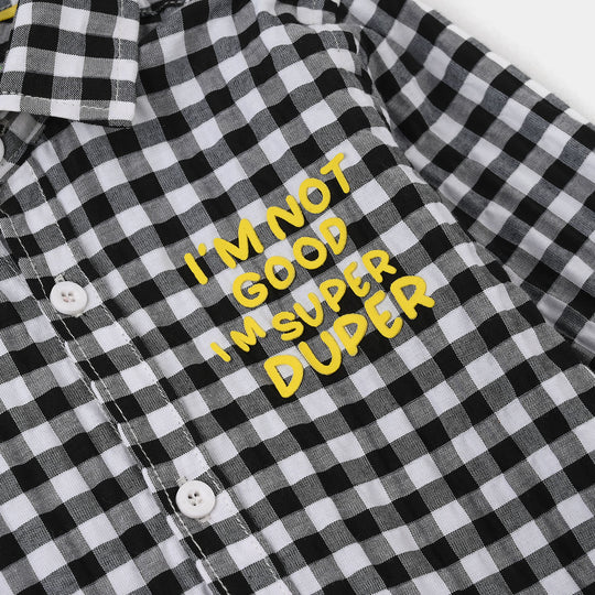 Infant Boys Yarn Dyed Shirt (Super Duper) - Black Check