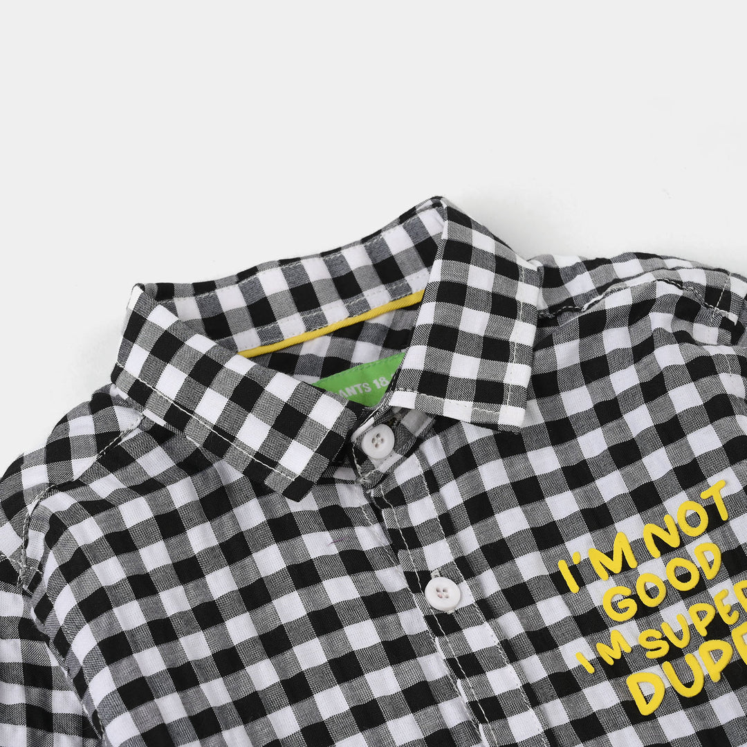 Infant Boys Yarn Dyed Shirt (Super Duper) - Black Check