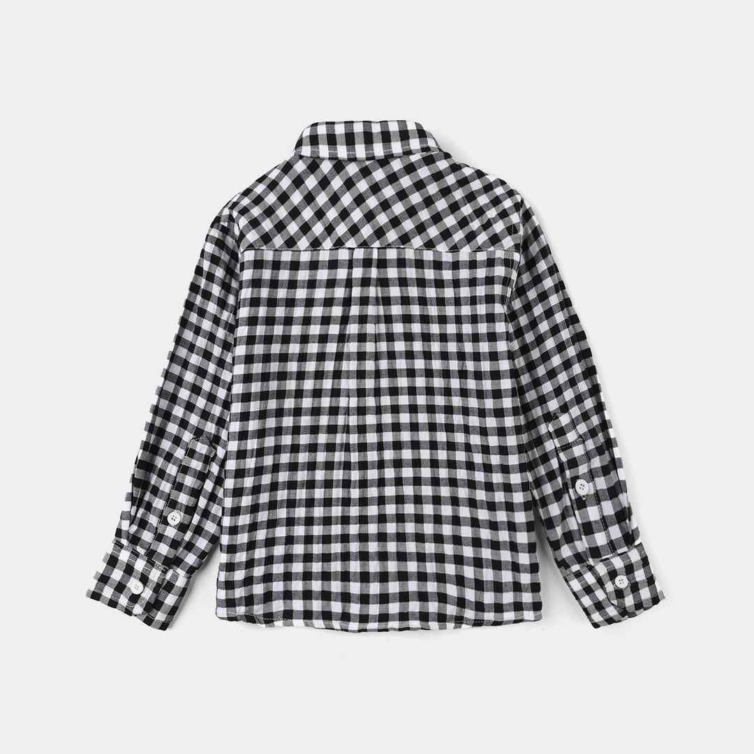 Infant Boys Yarn Dyed Shirt (Super Duper) - Black Check